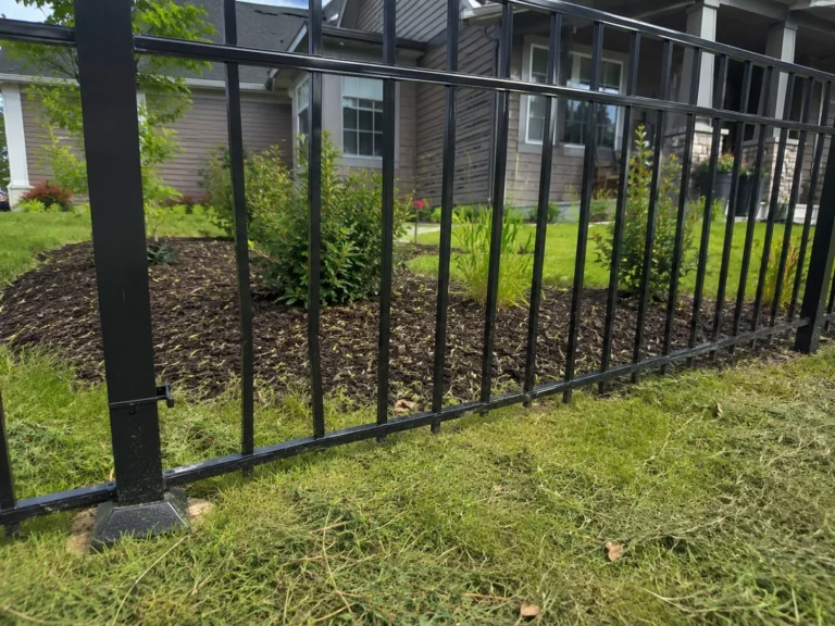 black ornamental aluminum fence detail at an Eastern Iowa property in Cedar Rapids