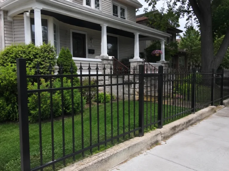 Center Point, Iowa fence project showing black ornamental aluminum front yard fence