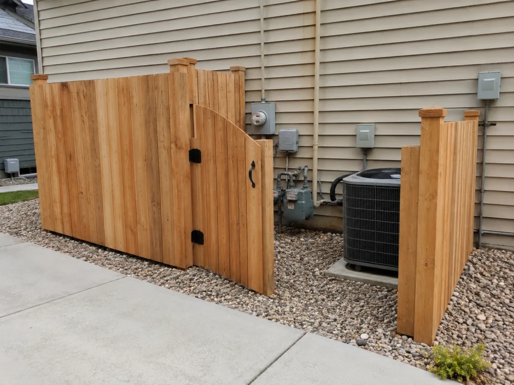 cedar double gate beside a home at an Eastern Iowa property in Cedar Rapids