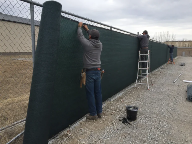 Cedar Rapids, Iowa fence project showing chain link privacy screen installation