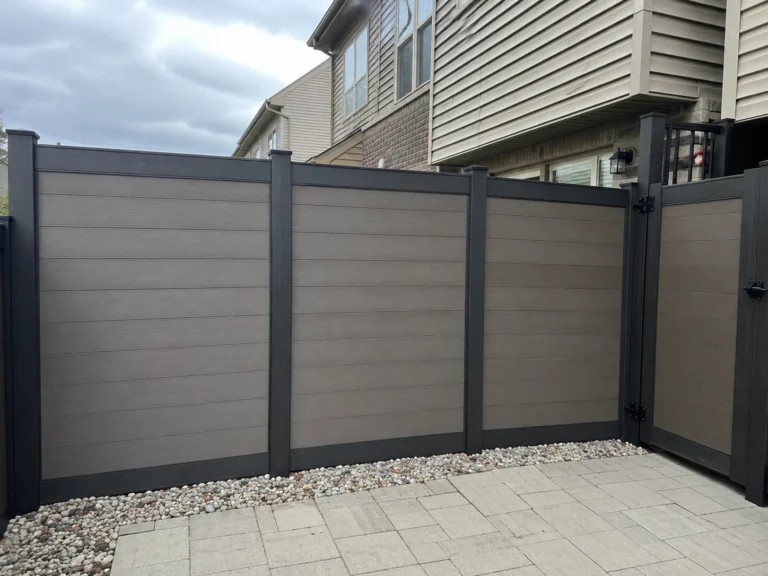 Cedar Rapids, Iowa fence project showing gray horizontal composite privacy fence