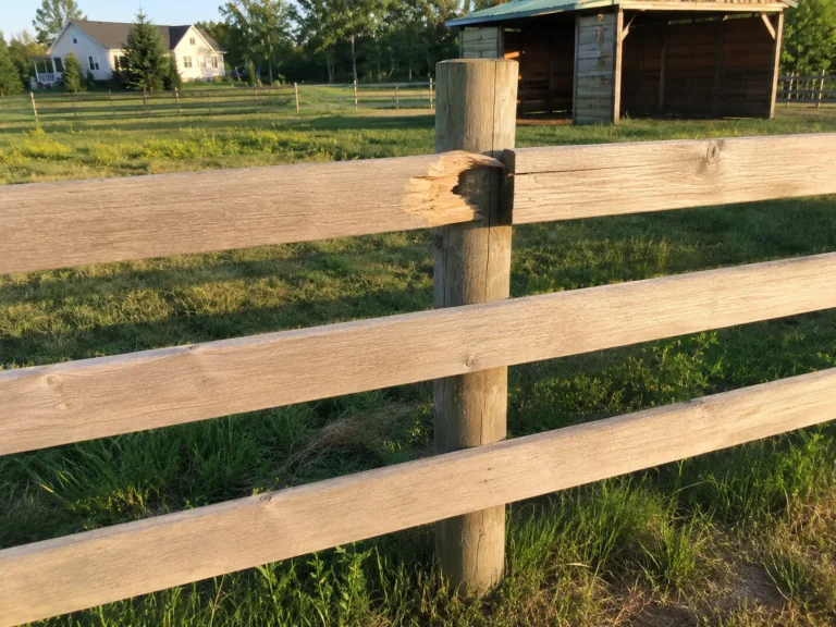natural wood three rail ranch fence in Cedar Rapids, Iowa