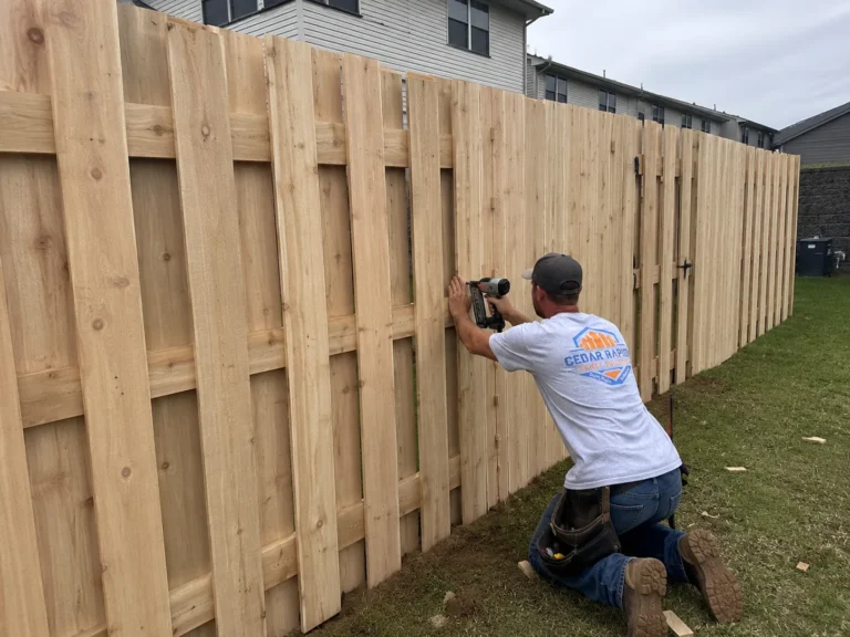 new vertical wood privacy fence installation in Ely, Iowa