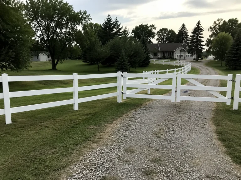 white vinyl ranch rail fence in Cedar Rapids, Iowa