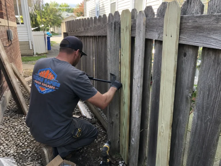 Marion, Iowa view of wood privacy fence board repair